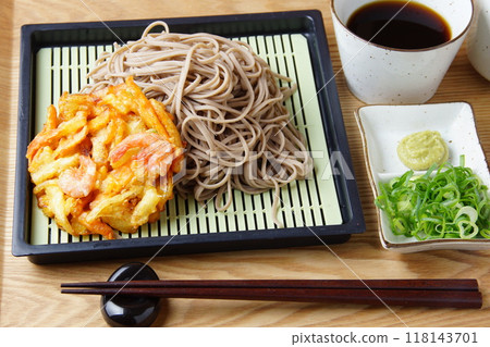 Shrimp tempura and cold soba noodles Shrimp tempura and cold soba noodles 118143701