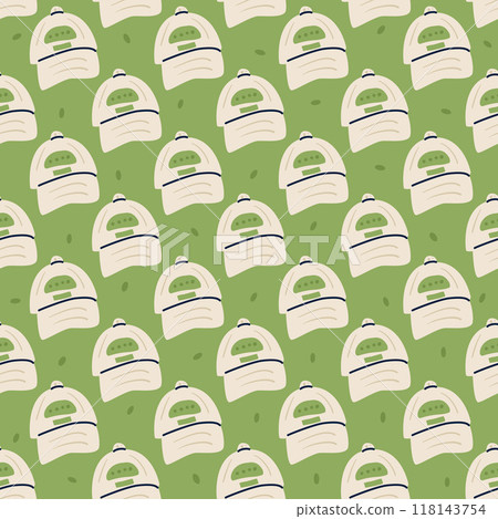 Caps seamless pattern. Tennis cap repeat background. Vector continuous surface design. 118143754