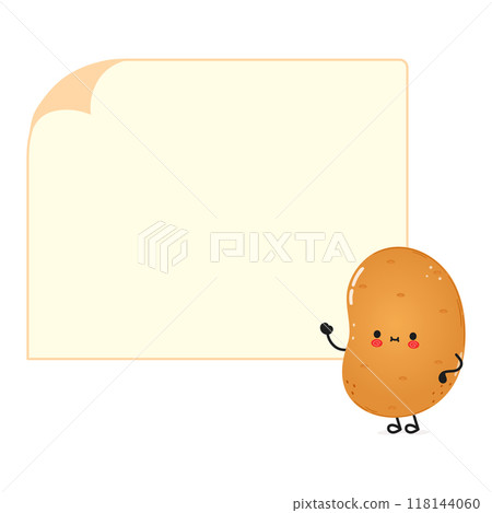 Cute funny Potato poster character. Vector hand drawn cartoon kawaii character illustration. Isolated white background. Potato poster Cute funny Potato poster character. Vector hand drawn cartoon kawaii character illustration. Isolated white background. Potato poster 118144060