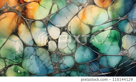 Abstract background with blue, yellow, green and black marble pattern. Abstract background with blue, yellow, green and black marble pattern. 118144129