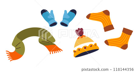 Winter Clothing Set Flat Illustration 118144356