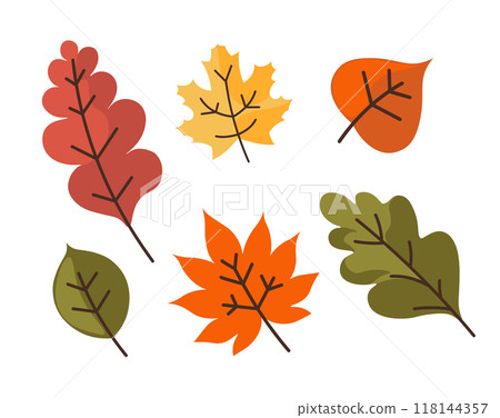 Autumn Leaves Set Flat Illustration Autumn Leaves Set Flat Illustration 118144357