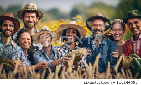 Diversity group of farmers portrait 118144685