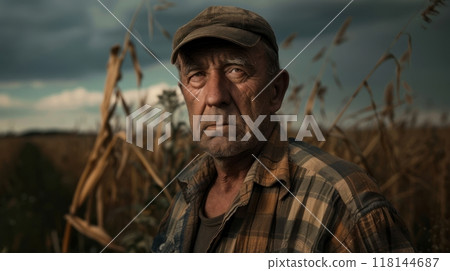 Agriculture Farmer on strike portrait 118144687