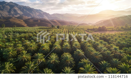 An aerial view of a date palm farm An aerial view of a date palm farm 118144716