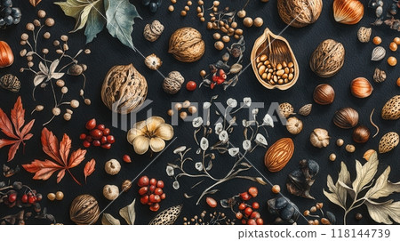 Detailed botanical drawing of vegetable harvest Detailed botanical drawing of vegetable harvest 118144739