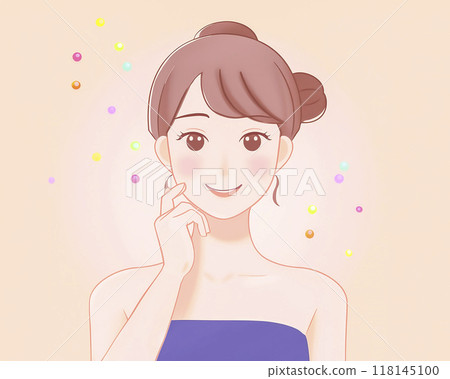 Smiling woman beauty illustration material 118145100
