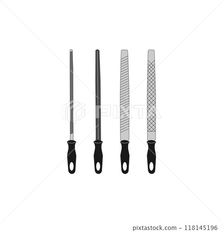 Set 4 Piece Rasp tool outline icon outline icon, Vector illustration design 118145196