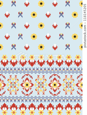 Floral Fabric pattern native asia style for fabric and carpet on a light blue background Floral Fabric pattern native asia style for fabric and carpet on a light blue background 118145205