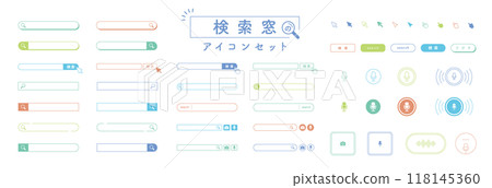 Search box, search engine icon illustration set Flat vector material isolated on white background Search box, search engine icon illustration set Flat vector material isolated on white background 118145360
