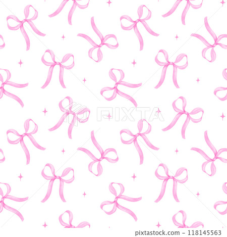 Coquette Ribbon Pink Seamless Pattern 118145563