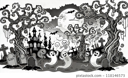 萬聖節月亮、鬼魂和墳墓 萬聖節月亮、鬼魂和墳墓 118146573