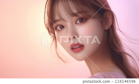 Beauty portrait of a young and cute Japanese female model with beautiful skin Beauty portrait of a young and cute Japanese female model with beautiful skin 118146596