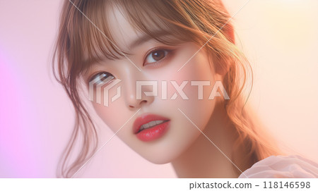 Beauty portrait of a young and cute Japanese female model with beautiful skin Beauty portrait of a young and cute Japanese female model with beautiful skin 118146598