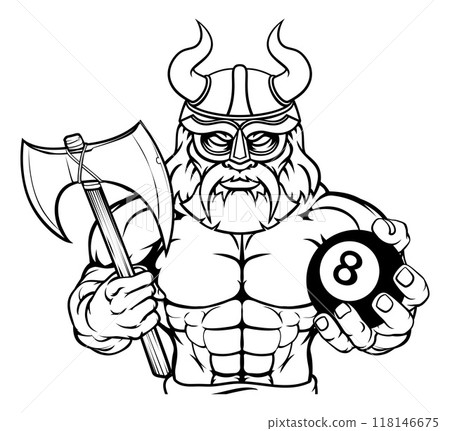 Viking Pool 8 Ball Billiards Mascot Cartoon 118146675