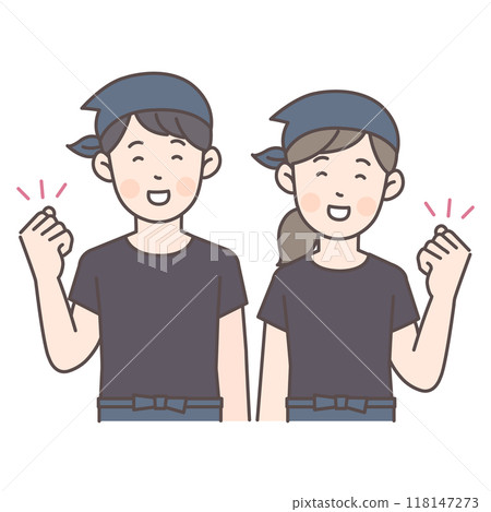 Illustration of a restaurant staff member doing a fist pump Illustration of a restaurant staff member doing a fist pump 118147273