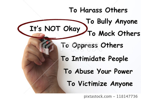 Hand written on It is not okay to all the negativity concept 118147736