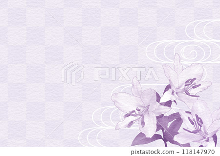 百合日式背景格子圖案 百合日式背景格子圖案 118147970