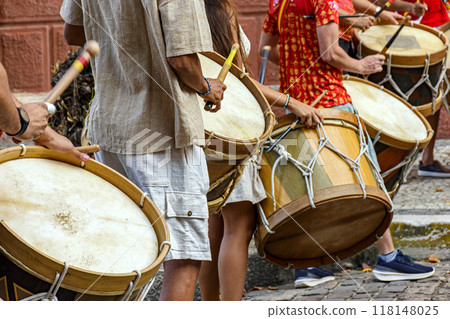 Percussionists and their drums at street Percussionists and their drums at street 118148025