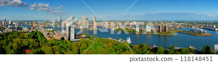 Panorama of Rotterdam city and the Erasmus bridge 118148451