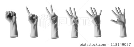 Kids hand counting fingers. zero, one, two, three, four, five, numbers isolate on white background 118149057