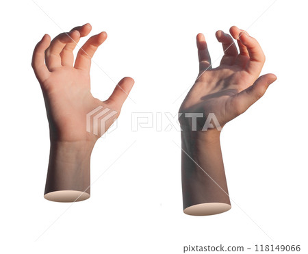 Hand gestures, kids sign for holding, grabbing, grasping invisible object, product, isolated on 118149066