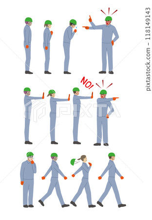 Illustration of a boss in work clothes harassing his subordinates, causing them to rebel and abandon their jobs 118149143