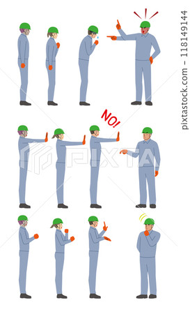 我的老闆穿著工作服騷擾我並斥責我。 下屬提出建議並調和反對派的圖示 118149144