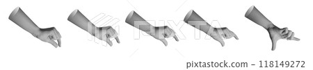 Kid s hand gestures showing size from big to small isolated on white. grabbing, comparing, seizing, 118149272