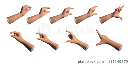 Kids hand gestures, signs set, showing size from big to small, measuring, isolated on white 118149279