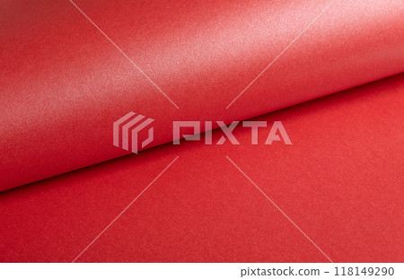 Red scarlet color paper background, smooth glowing shining texture 118149290