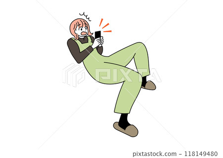 Surprised woman looking at a smartphone 118149480