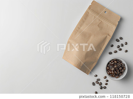 Develop stunning packaging designs with a blank coffee bag template optimized for whole bean and ground coffee varieties. 118150728