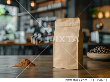 Tailor your coffee packaging design with a versatile blank bag template suitable for both whole bean and ground coffee packaging. 118150731