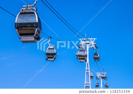 日本橫濱的城市景觀 - 櫻木町站前的索道。晴朗的藍天蔓延 = 2020 年 9 月 7 日 118151334