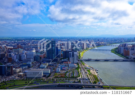 Toki Messe: View of the cityscape towards Media Ship and Bandai Bridge from the Befco Baka-Uke Observatory 118151667
