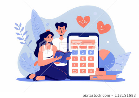 Financial management for couples, planning budget and expenses, flat vector illustration 118151688
