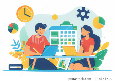 Financial management for couples, planning budget and expenses, flat vector illustration 118151690