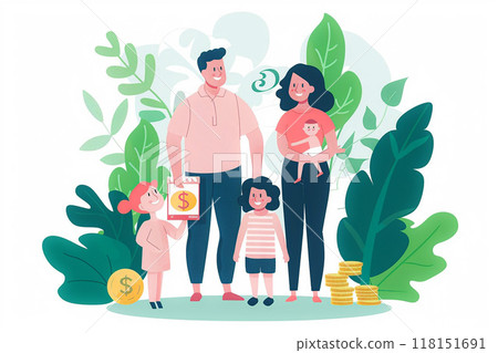 Budget planning for families, personal finance management, flat vector illustration 118151691