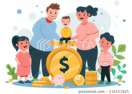 Budgeting concept, family financial planning, flat vector illustration 118151925