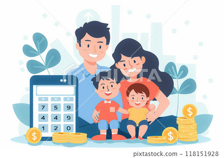 Family financial management, planning budget and expenses, flat vector illustration 118151928