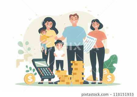 Managing personal finances, family budget concept, flat vector illustration 118151933