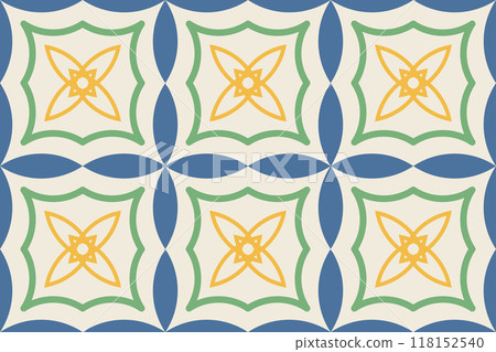 Bright geometric seamless pattern. Mosaic color ornament print. Tile trendy background Bright geometric seamless pattern. Mosaic color ornament print. Tile trendy background 118152540