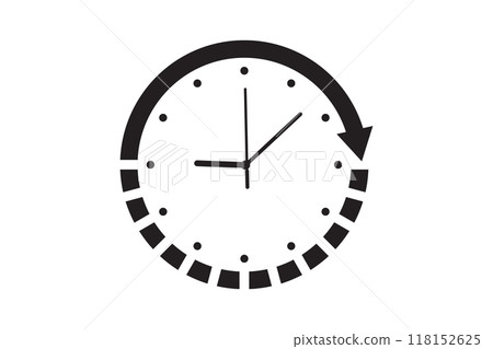 Clock icon in trendy flat style isolated on background. Clock icon page symbol for your web site design Clock icon logo, app, UI. Clock icon Vector illustration 118152625