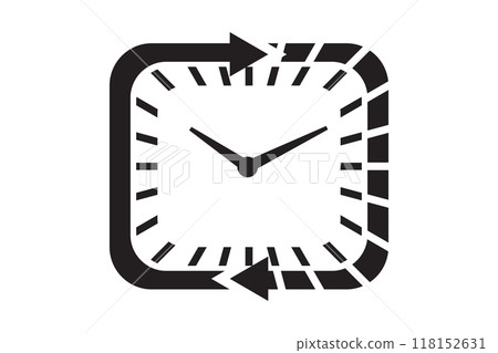 Clock icon in trendy flat style isolated on background. Clock icon page symbol for your web site design Clock icon logo, app, UI. Clock icon Vector illustration 118152631