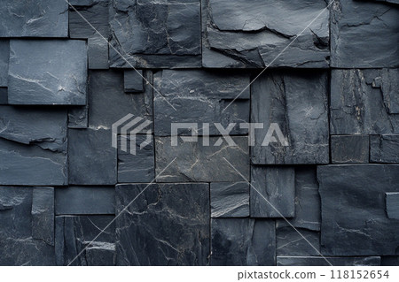 Dark gray slate wall cladding background, the...-插圖素材 [118152654] - PIXTA圖庫