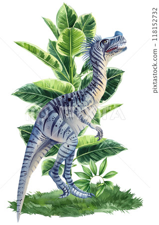 Realistic dinosaur Jurassic plant isolated. Hand draw watercolor dinosaurs illustration for encyclopedia ancient animals Realistic dinosaur Jurassic plant isolated. Hand draw watercolor dinosaurs illustration for encyclopedia ancient animals 118152732