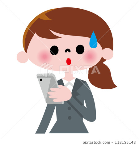 A woman operating a smartphone A woman operating a smartphone 118153148