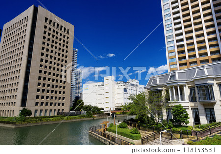 東京海濱芝浦島芝浦西運河的景色 118153531