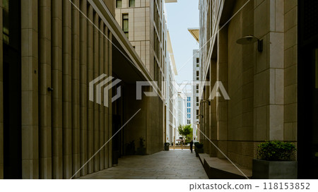 Cityscape office buildings with modern corporate architecture - business and success concept. High quality photo 118153852